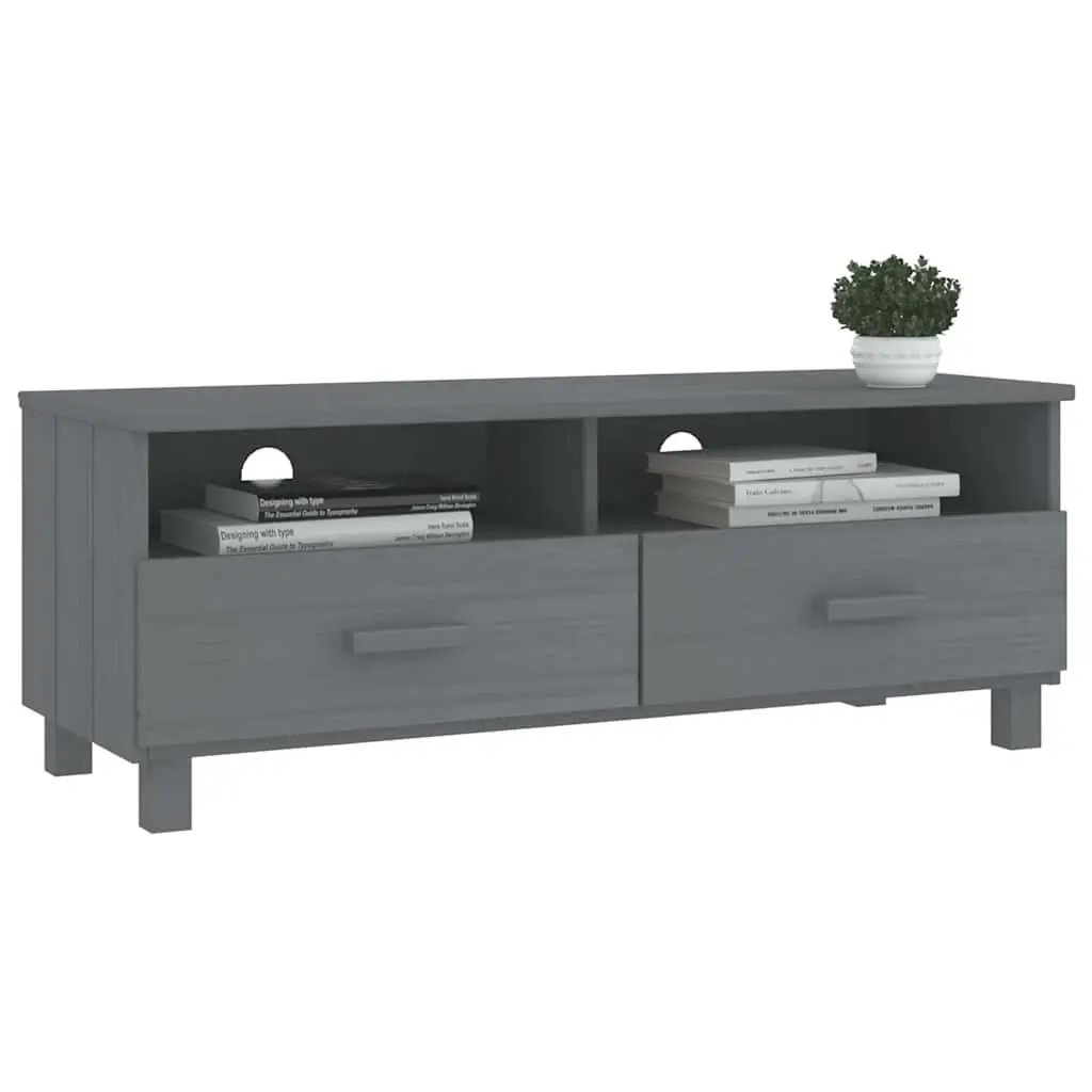 TV Cabinet Grey Wooden Storage Unit with Sliding Drawers and Compartments