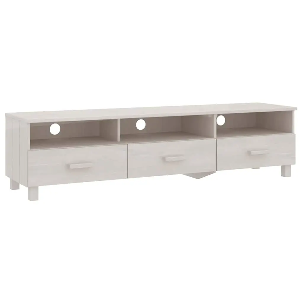 TV Cabinet Solid Pine Wood White 158x40x40cm Entertainment Unit with 3 Drawers