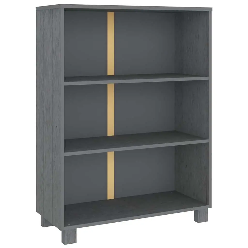 Book Cabinet Grey 85x35x112cm Solid Wood Pine Shelving Storage Unit Standing