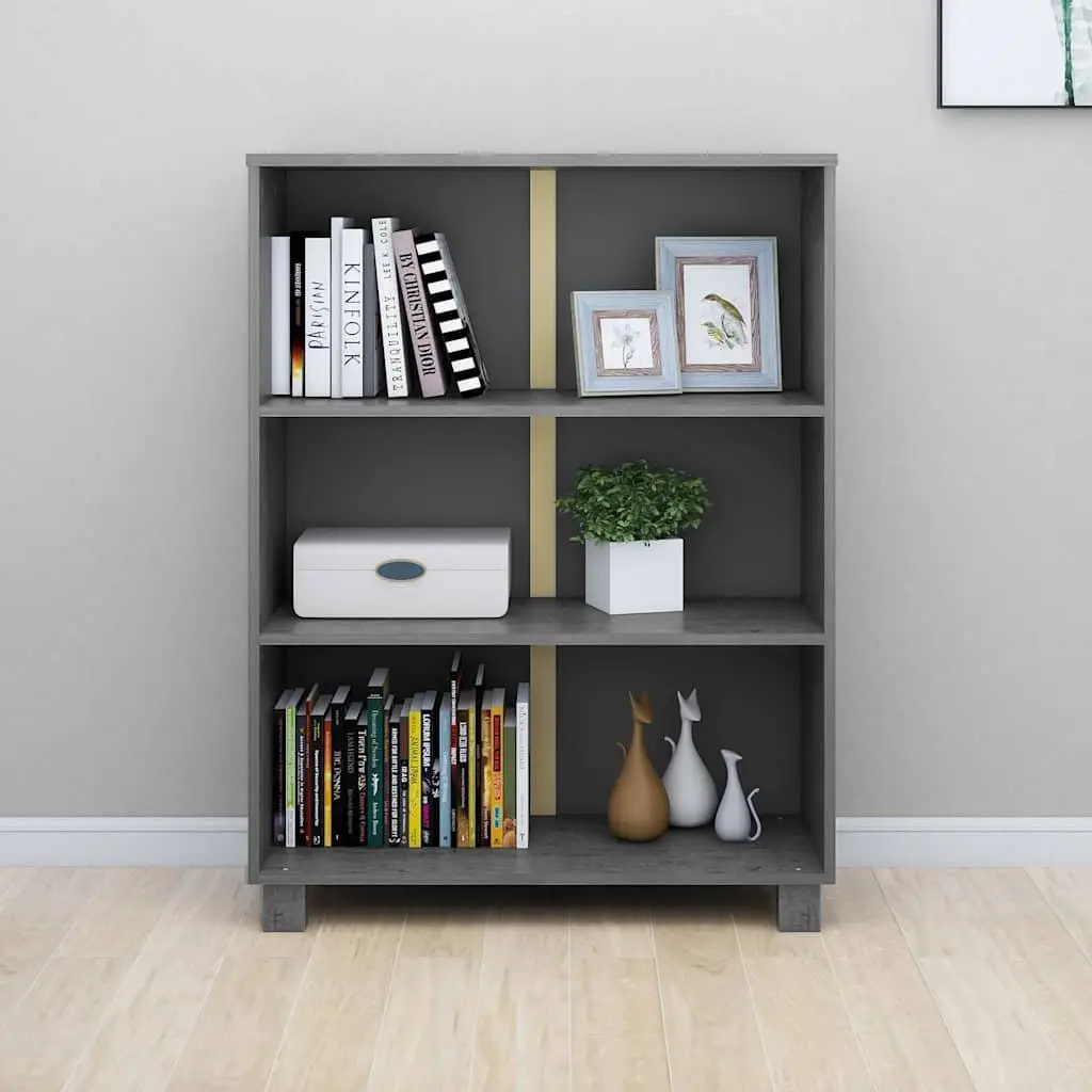 Book Cabinet Grey 85x35x112cm Solid Wood Pine Shelving Storage Unit Standing