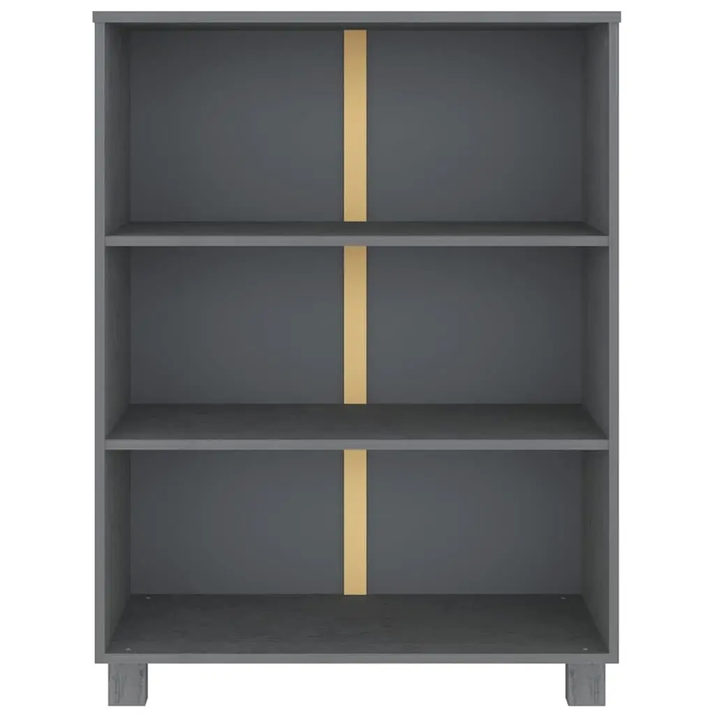 Book Cabinet Grey 85x35x112cm Solid Wood Pine Shelving Storage Unit Standing