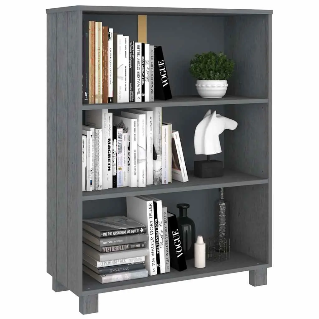 Book Cabinet Grey 85x35x112cm Solid Wood Pine Shelving Storage Unit Standing
