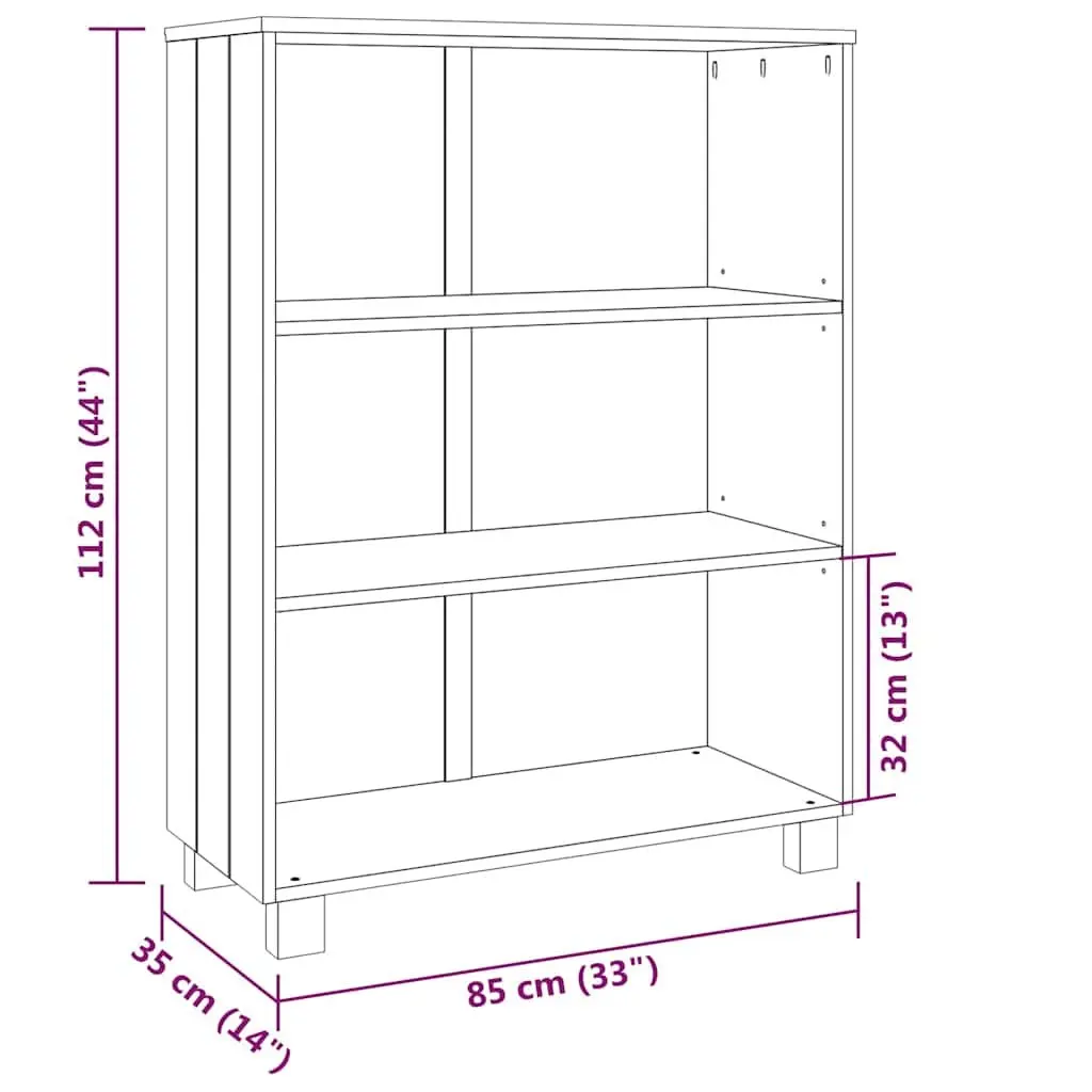 Book Cabinet Grey 85x35x112cm Solid Wood Pine Shelving Storage Unit Standing