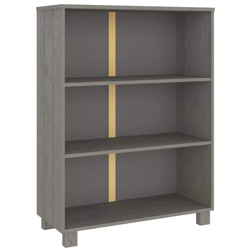 Book Cabinet Solid Pinewood 85x35x112cm 3-Shelf Storage Unit Light Grey
