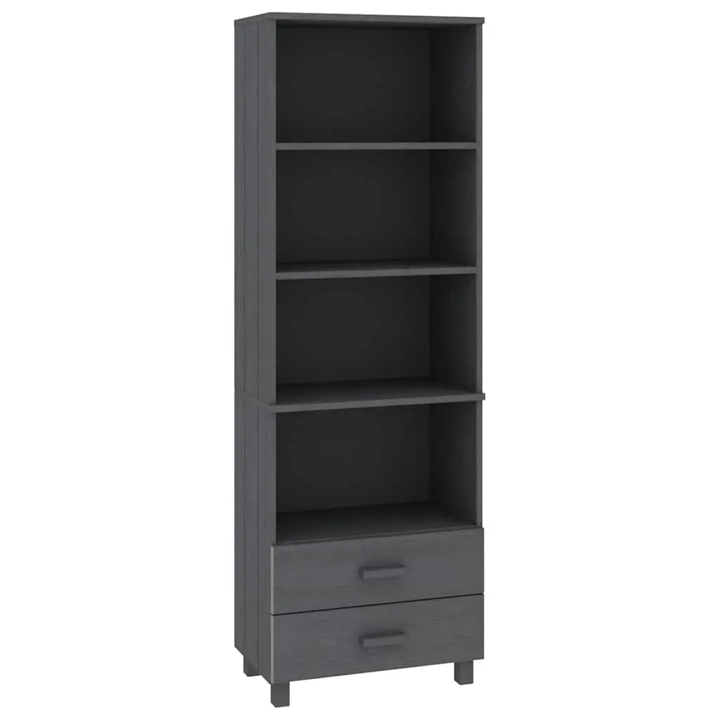 Highboard Cabinet Grey Solid Pinewood 60x35x180cm Storage with Shelves and Drawers