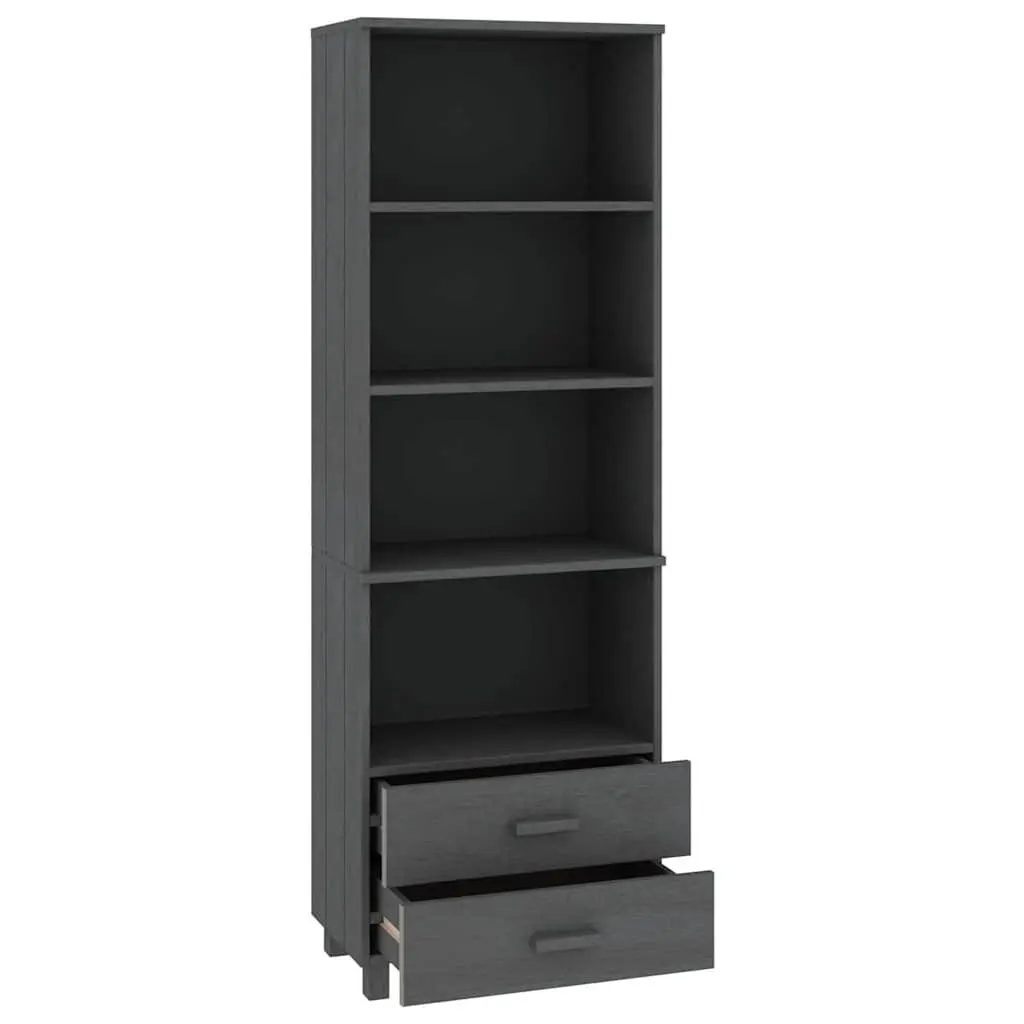 Highboard Cabinet Grey Solid Pinewood 60x35x180cm Storage with Shelves and Drawers