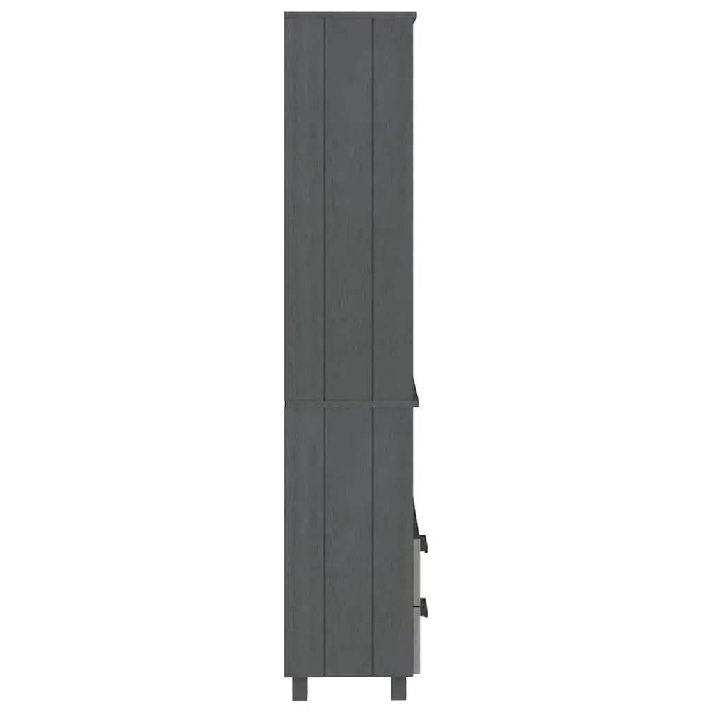 Highboard Cabinet Grey Solid Pinewood 60x35x180cm Storage with Shelves and Drawers