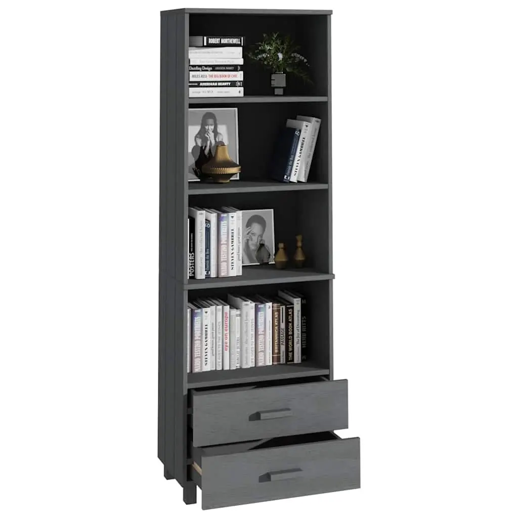 Highboard Cabinet Grey Solid Pinewood 60x35x180cm Storage with Shelves and Drawers