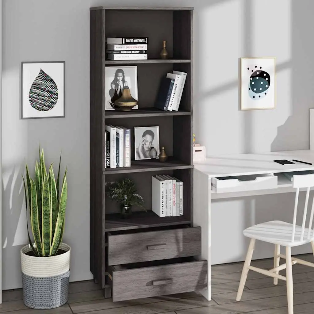 Highboard Solid Pine Wood 60x35x180 cm Light Grey Buffet Sideboard Storage