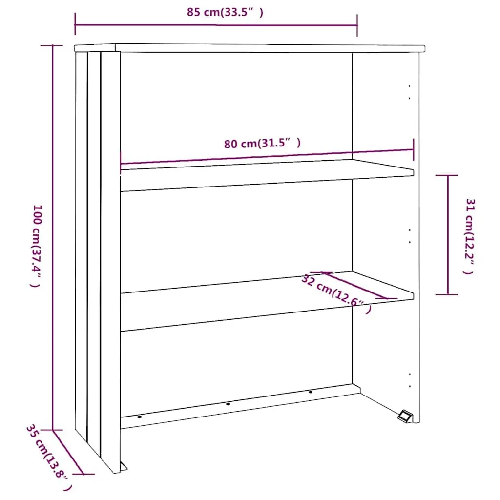 Highboard Top HAMAR Dark Grey 85x35x100cm Solid Pine Wood Sideboard Cabinet