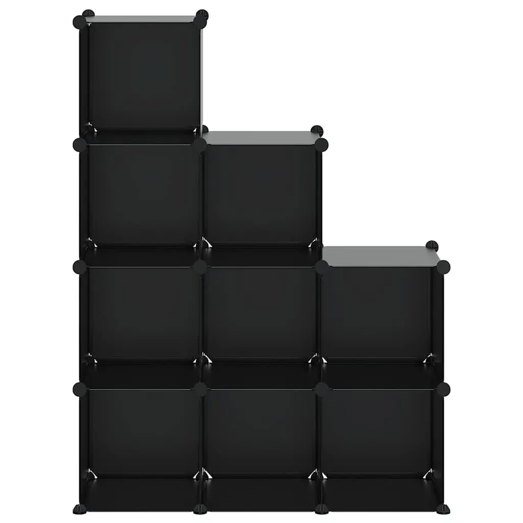 Storage Cube Organiser Black PP Plastic 9 Cubes Steel Frame