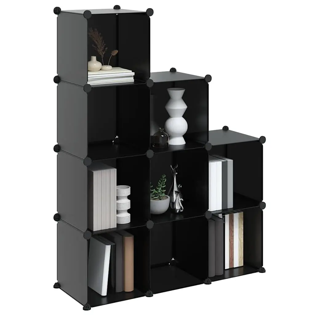 Storage Cube Organiser Black PP Plastic 9 Cubes Steel Frame