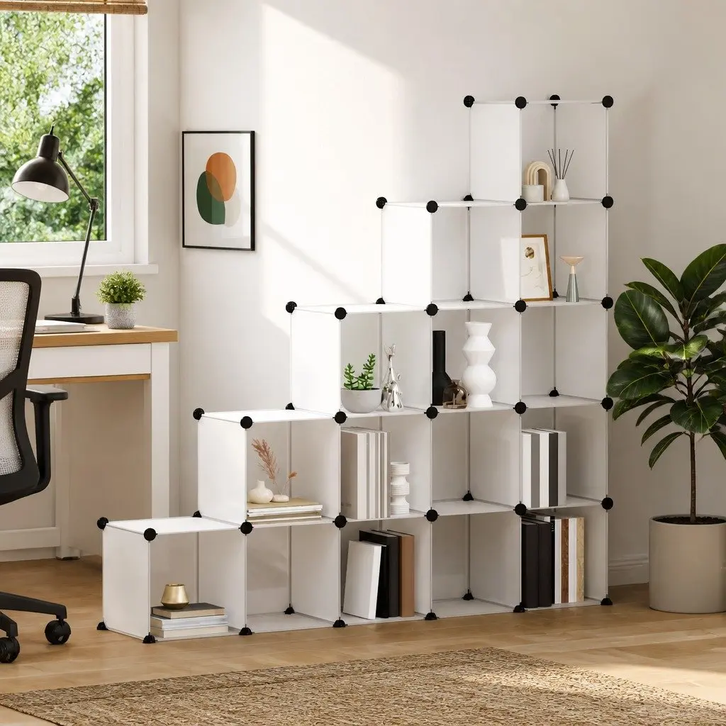 Modular Organiser 15 Cube Unit Transparent PP Plastic Storage System