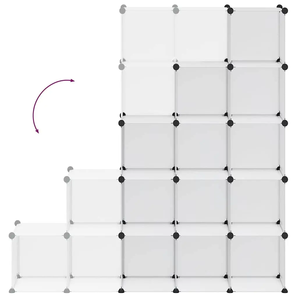 Modular Organiser 15 Cube Unit Transparent PP Plastic Storage System