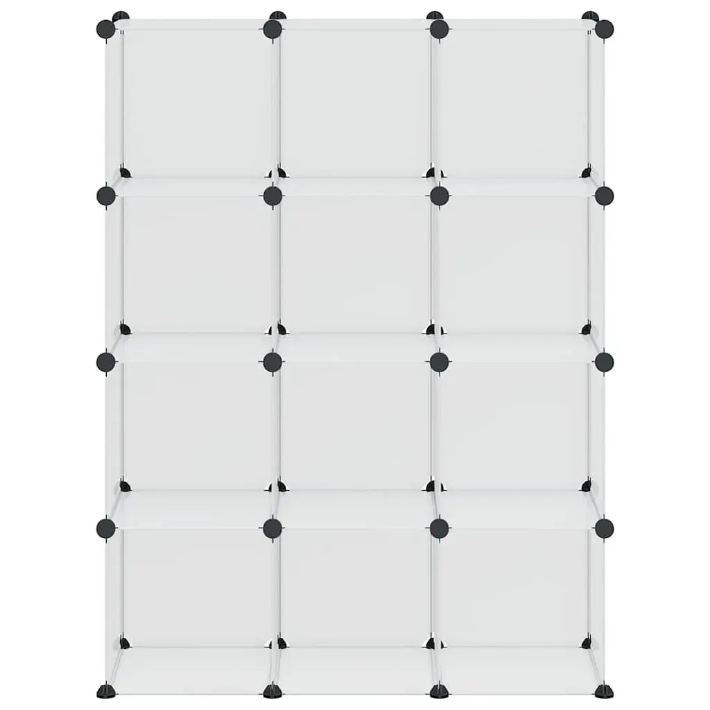 Storage Cube Organiser 12 Cubes Transparent Plastic Closet Shelf Unit Home