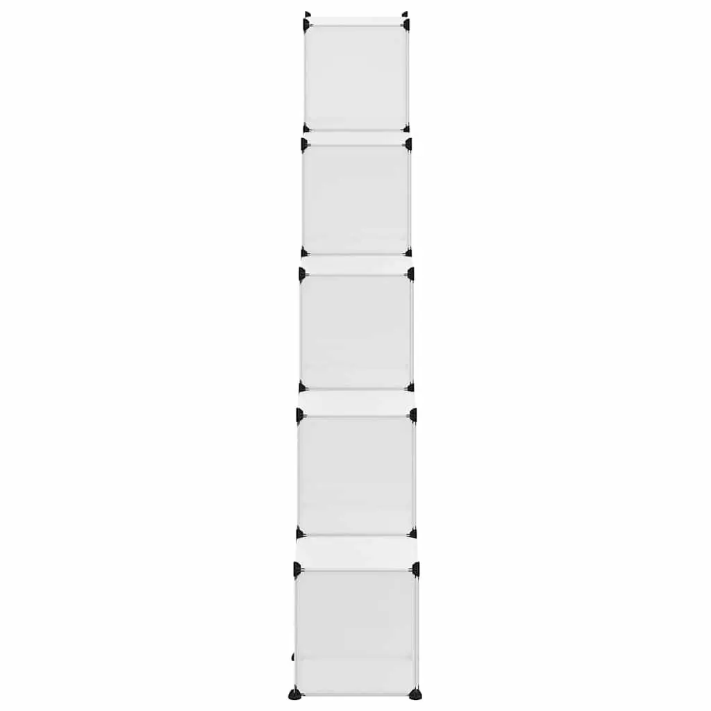 Storage Cube Organiser Modular Shelving Unit 15 Cubes Transparent PP Plastic Panels Steel Frames