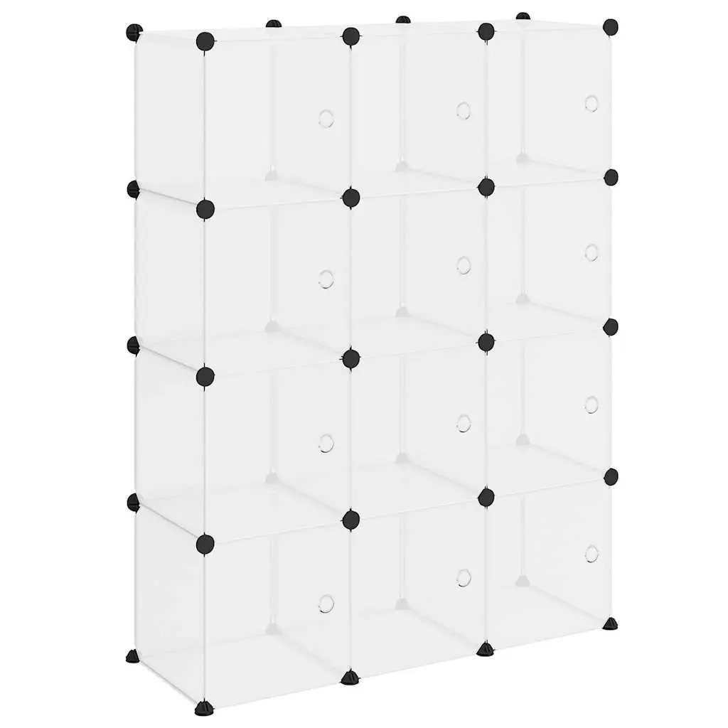 Storage Cube Organiser Steel Frame 12 Cubes Transparent Panels