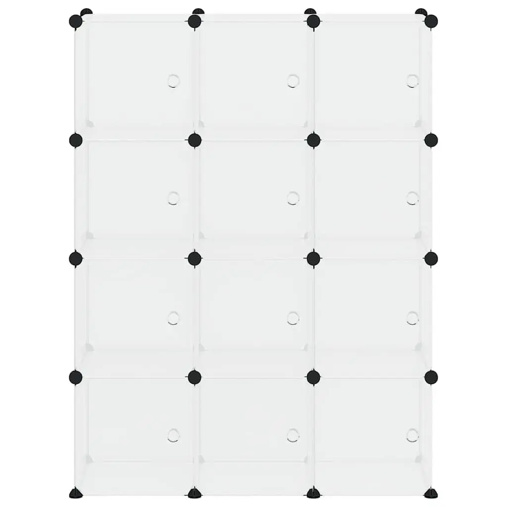 Storage Cube Organiser Steel Frame 12 Cubes Transparent Panels