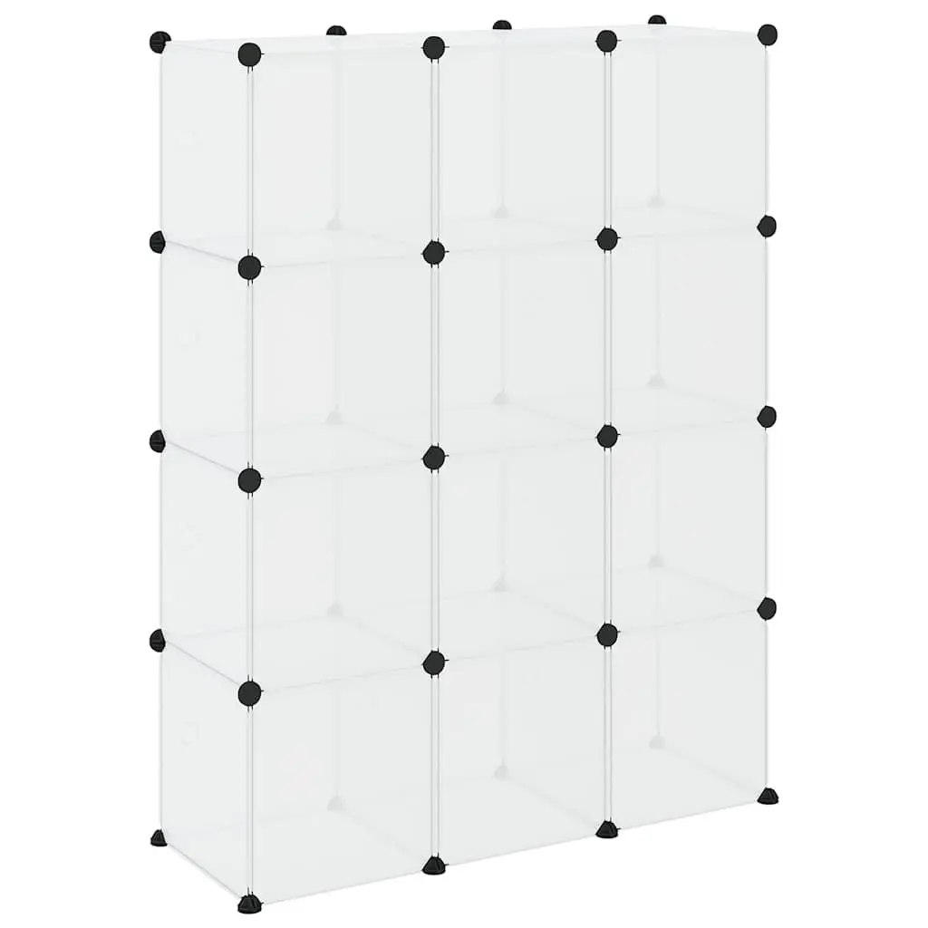 Storage Cube Organiser Steel Frame 12 Cubes Transparent Panels