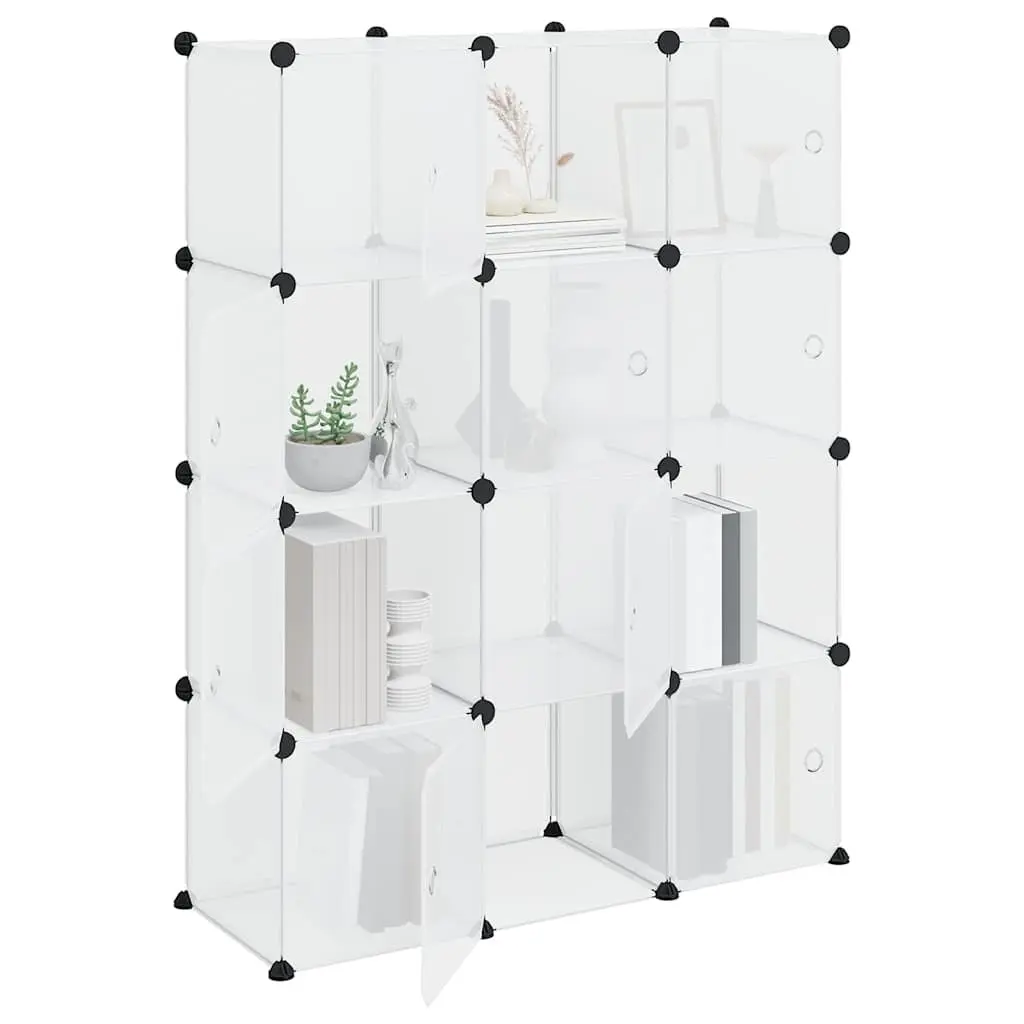 Storage Cube Organiser Steel Frame 12 Cubes Transparent Panels