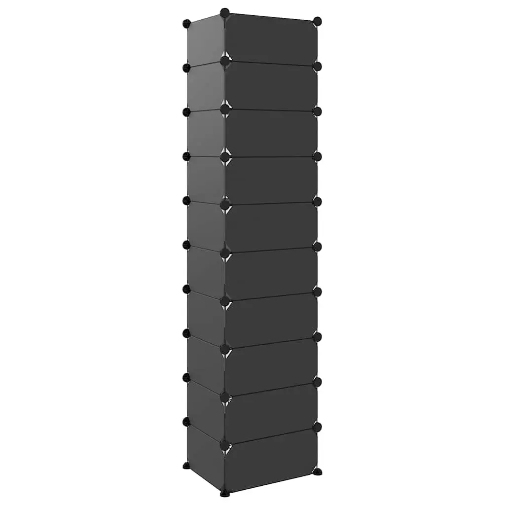 Shoe Rack Storage Organiser PP Plastic Panels Steel Frame 44x32x174 cm Black