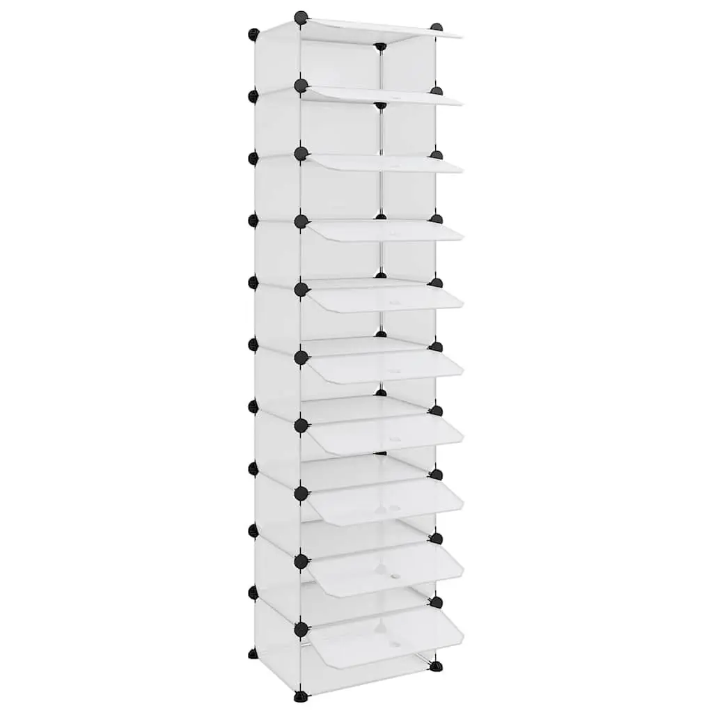 Shoe Rack PP Plastic Transparent 44x32x174cm Shelving Unit