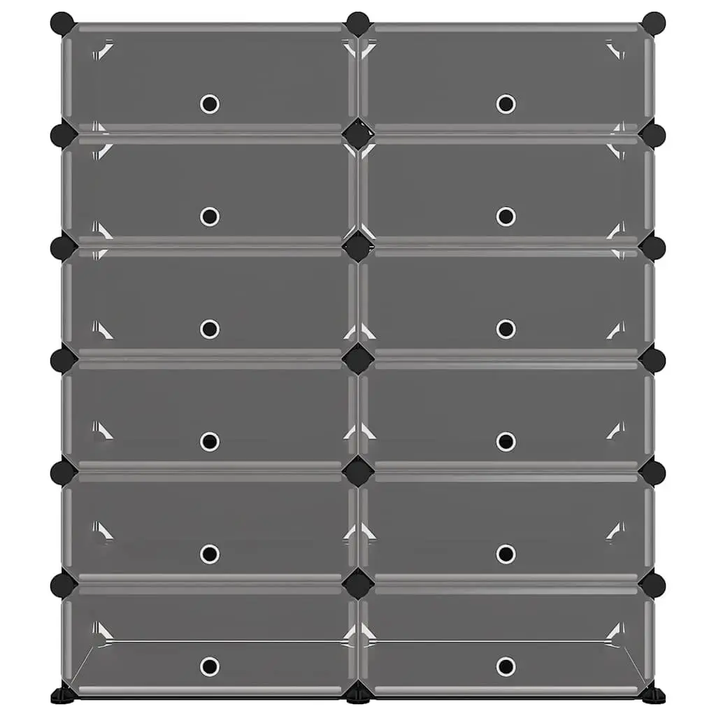 Shoe Rack Black PP Plastic Panels Steel Frame 94.5x36.5x106cm