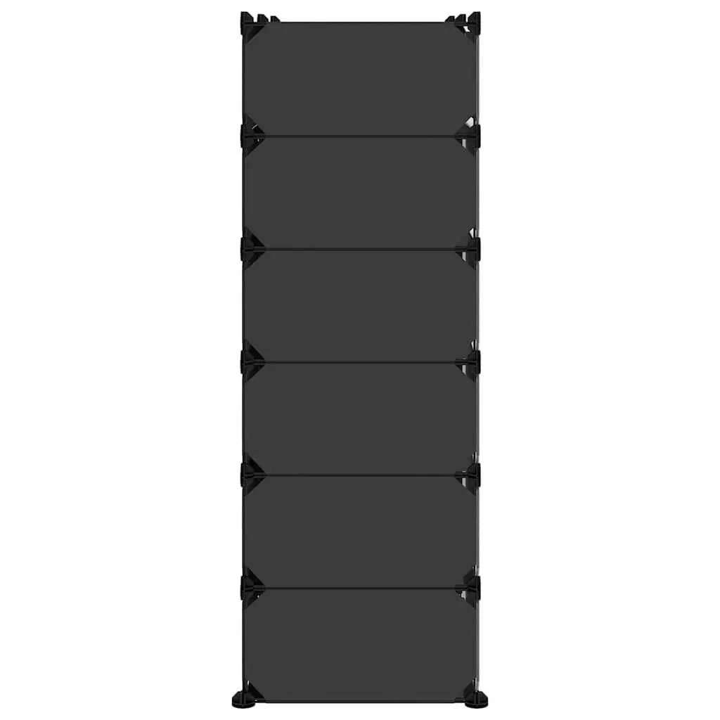 Shoe Rack Black PP Plastic Panels Steel Frame 94.5x36.5x106cm