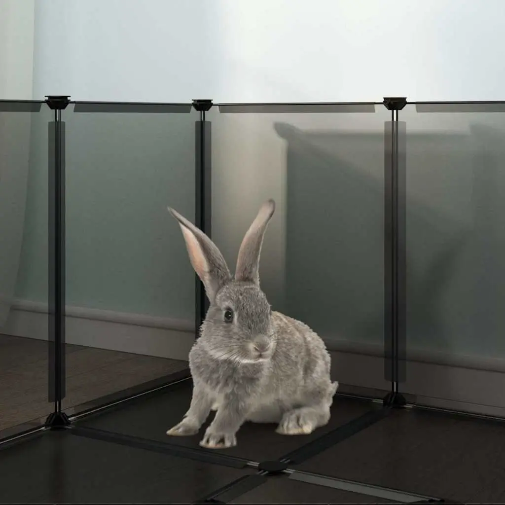 Small Animal Cage Enclosure PP Plastic Steel Frame 144 x 74 x 46.5 cm Black