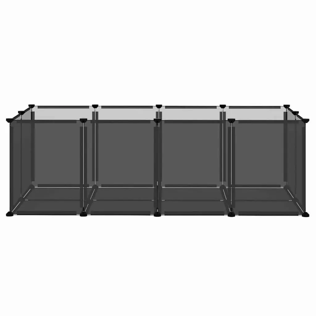 Small Animal Cage Enclosure PP Plastic Steel Frame 144 x 74 x 46.5 cm Black