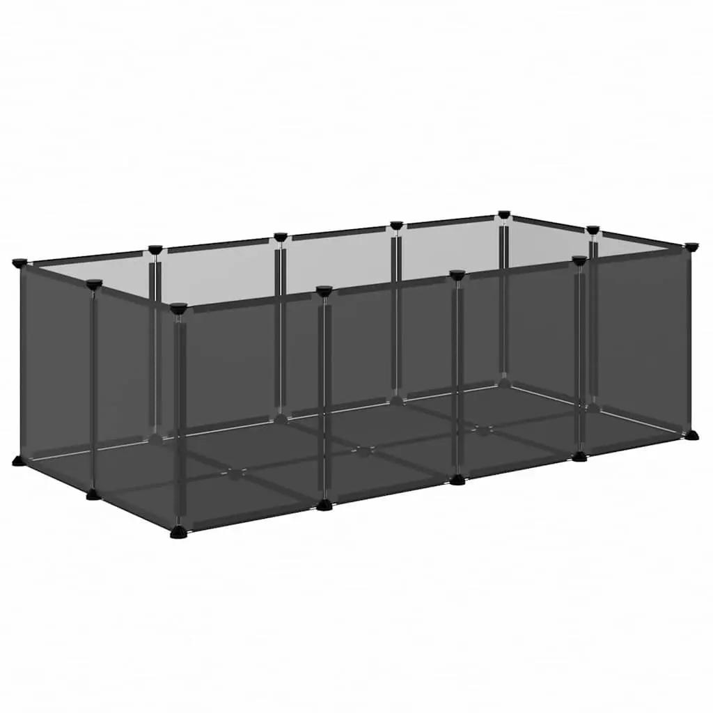 Small Animal Cage Enclosure PP Plastic Steel Frame 144 x 74 x 46.5 cm Black
