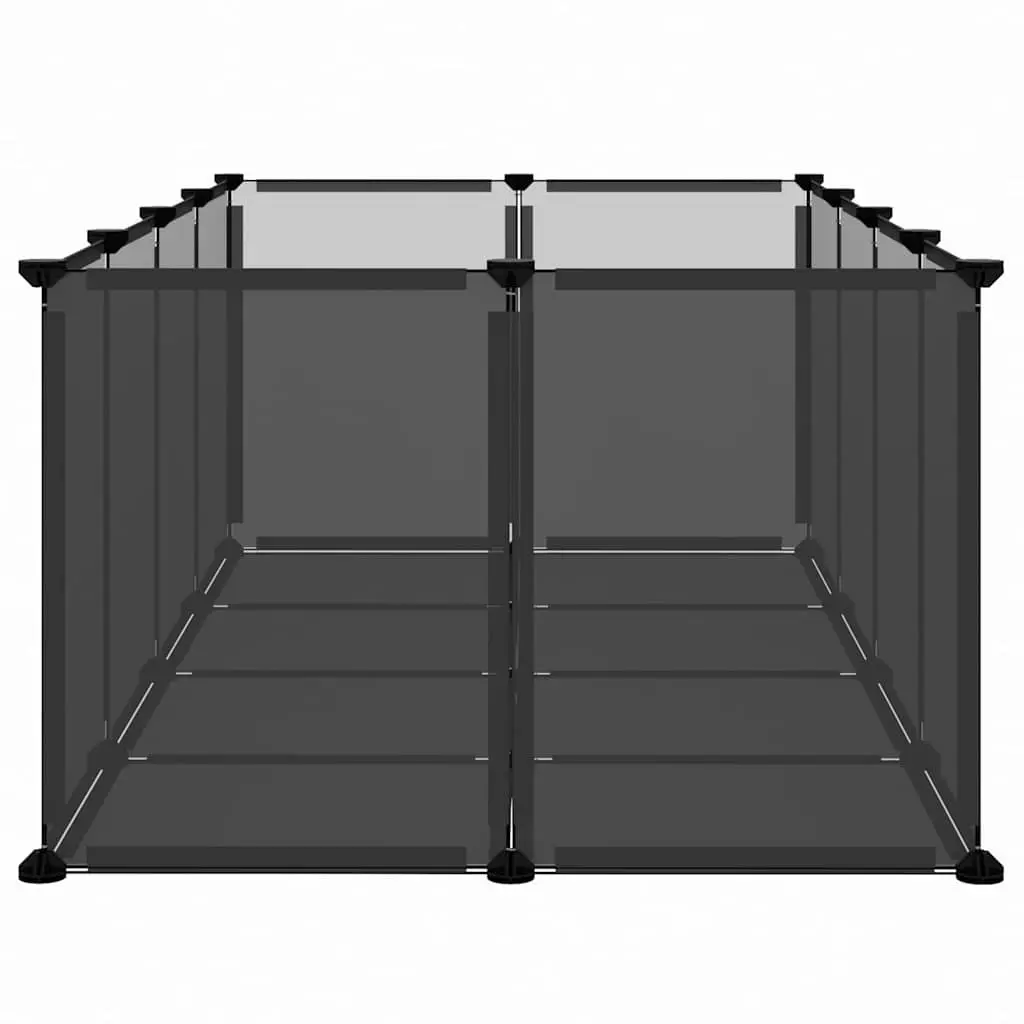Small Animal Cage Enclosure PP Plastic Steel Frame 144 x 74 x 46.5 cm Black