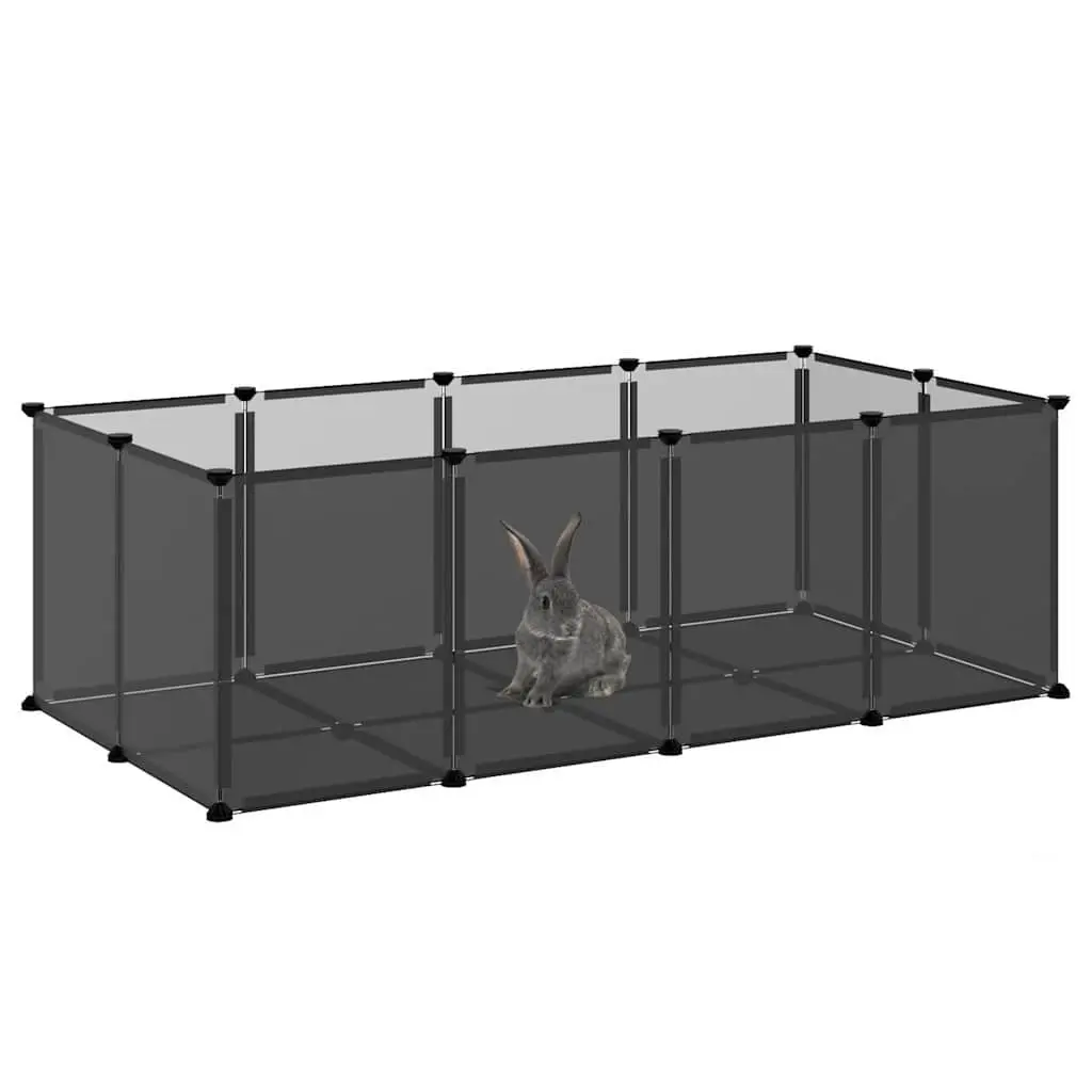 Small Animal Cage Enclosure PP Plastic Steel Frame 144 x 74 x 46.5 cm Black