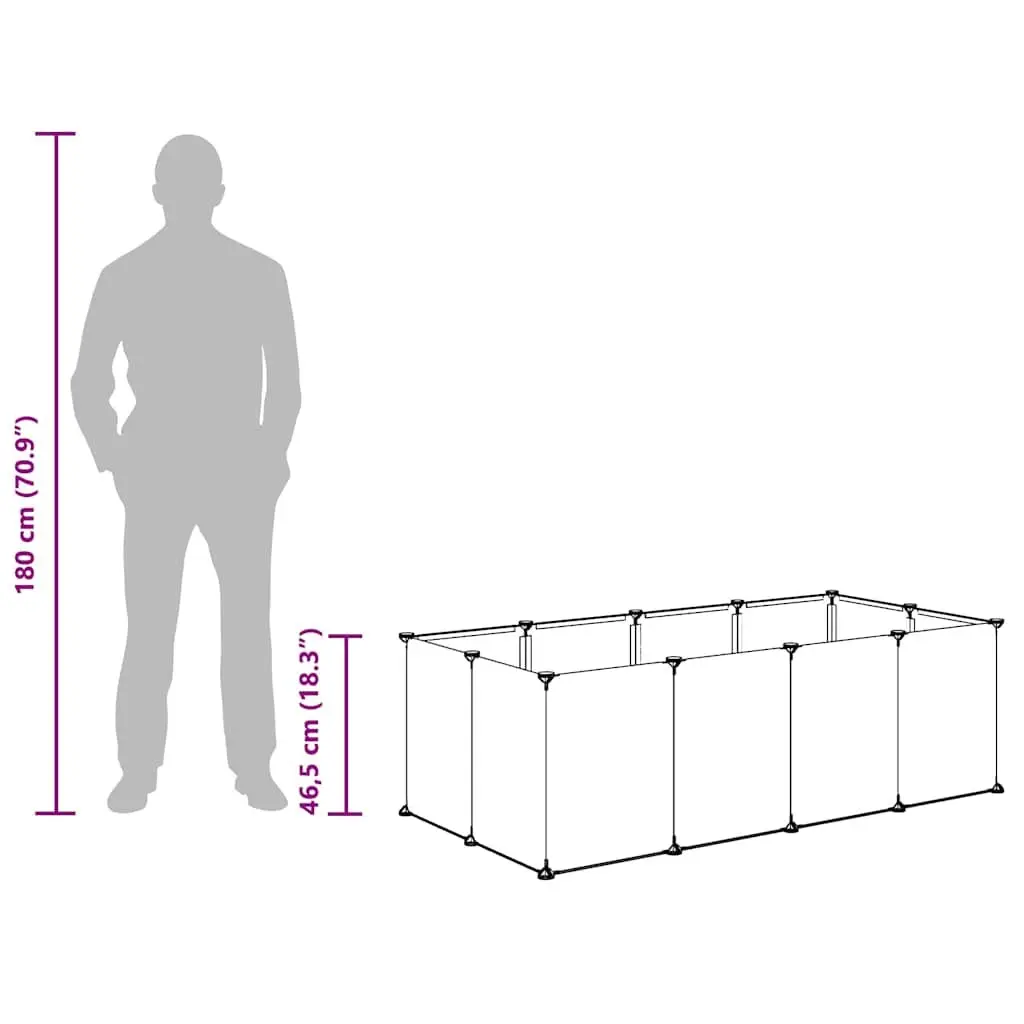 Small Animal Cage Enclosure PP Plastic Steel Frame 144 x 74 x 46.5 cm Black