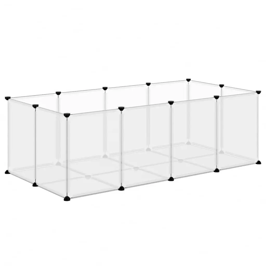 Small Animal Cage Transparent PP Plastic Steel Frame Enclosure Play Pen Rabbits