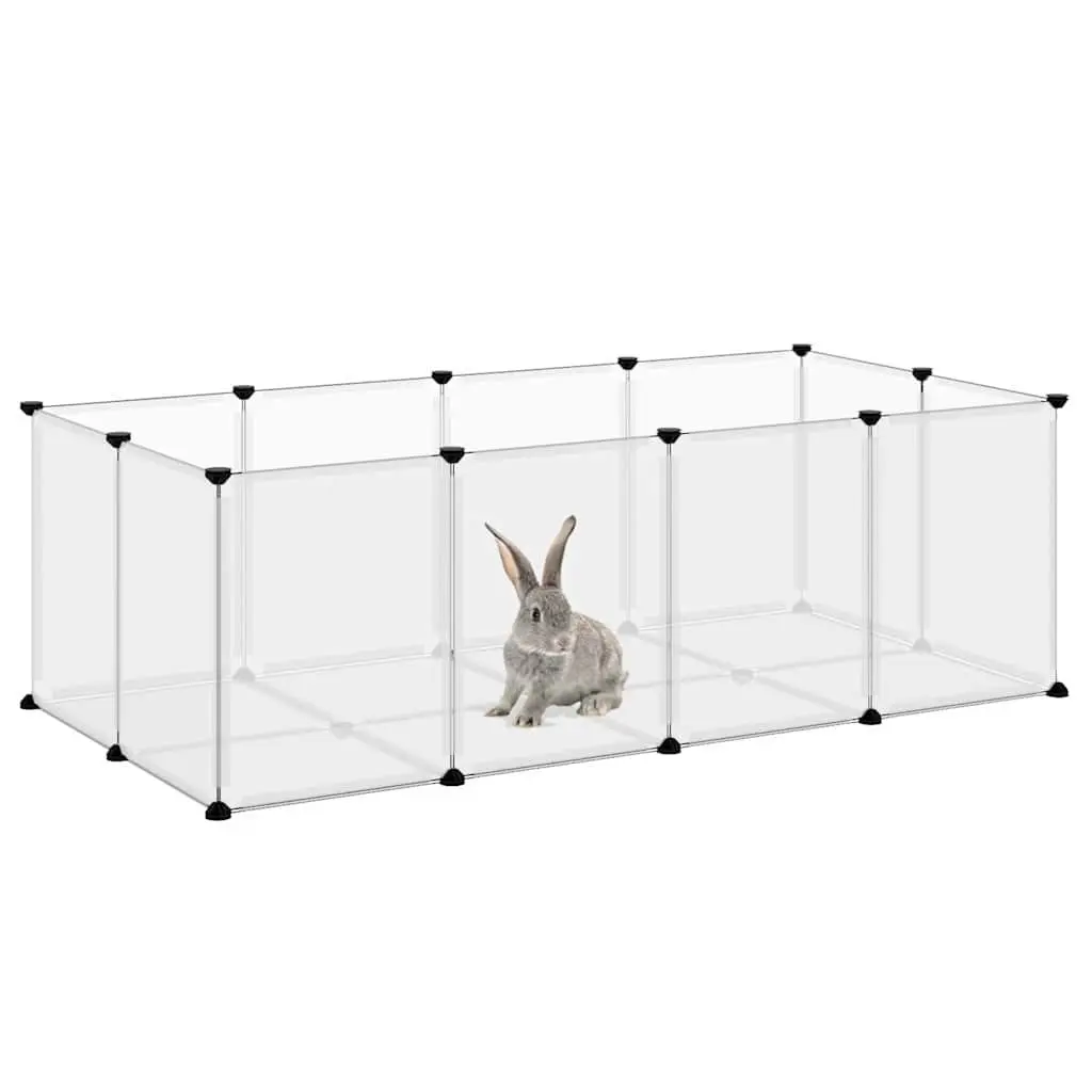 Small Animal Cage Transparent PP Plastic Steel Frame Enclosure Play Pen Rabbits