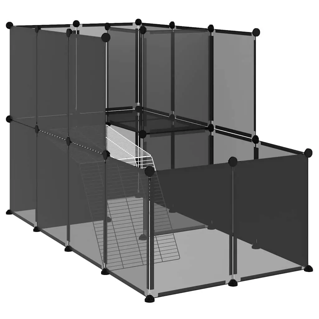 Small Animal Cage Black Indoor Outdoor Pet Enclosure Playpen PP Steel Frame