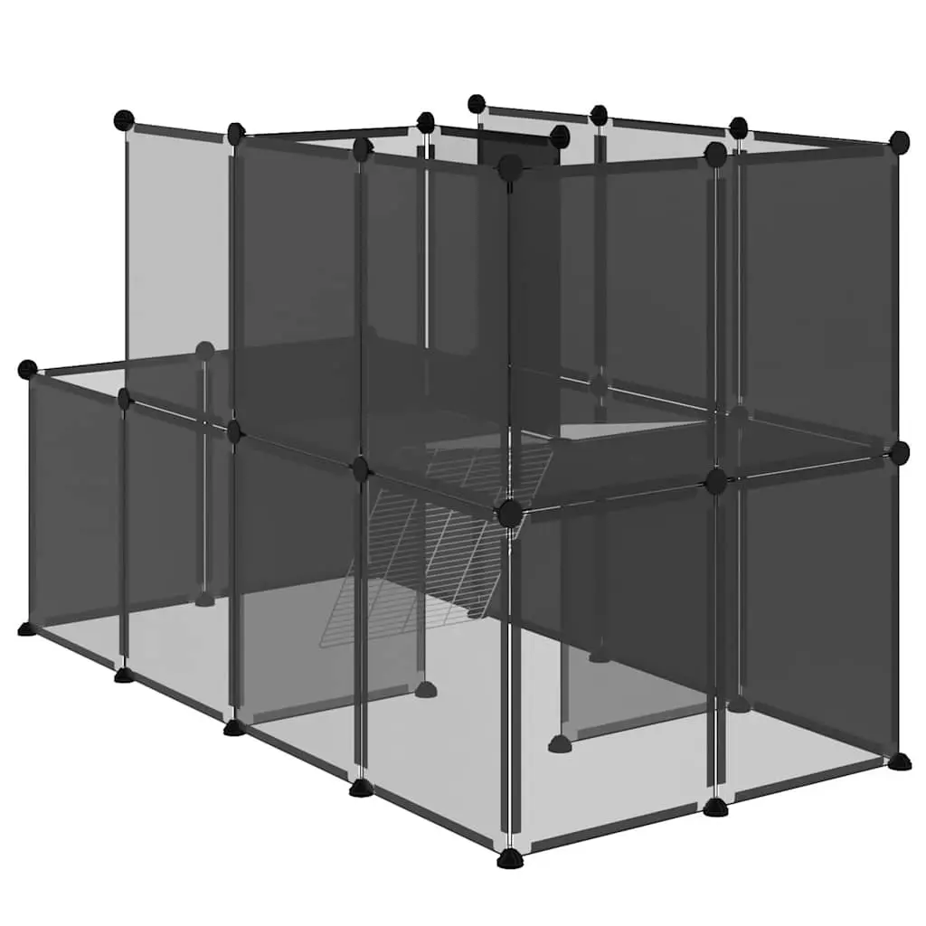 Small Animal Cage Black Indoor Outdoor Pet Enclosure Playpen PP Steel Frame