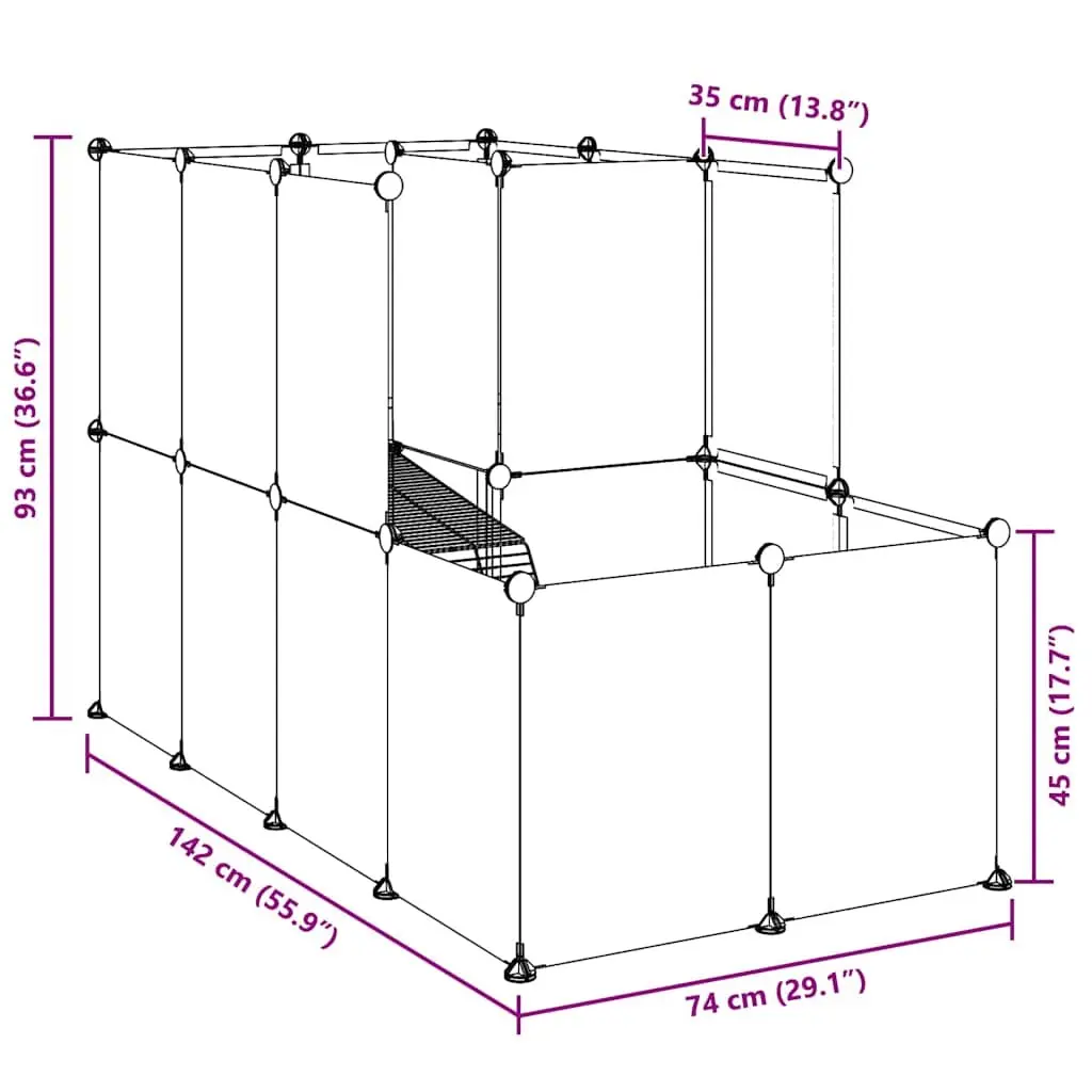Small Animal Cage Transparent PP Plastic Panels Steel Frame 142 x 74 x 93 cm
