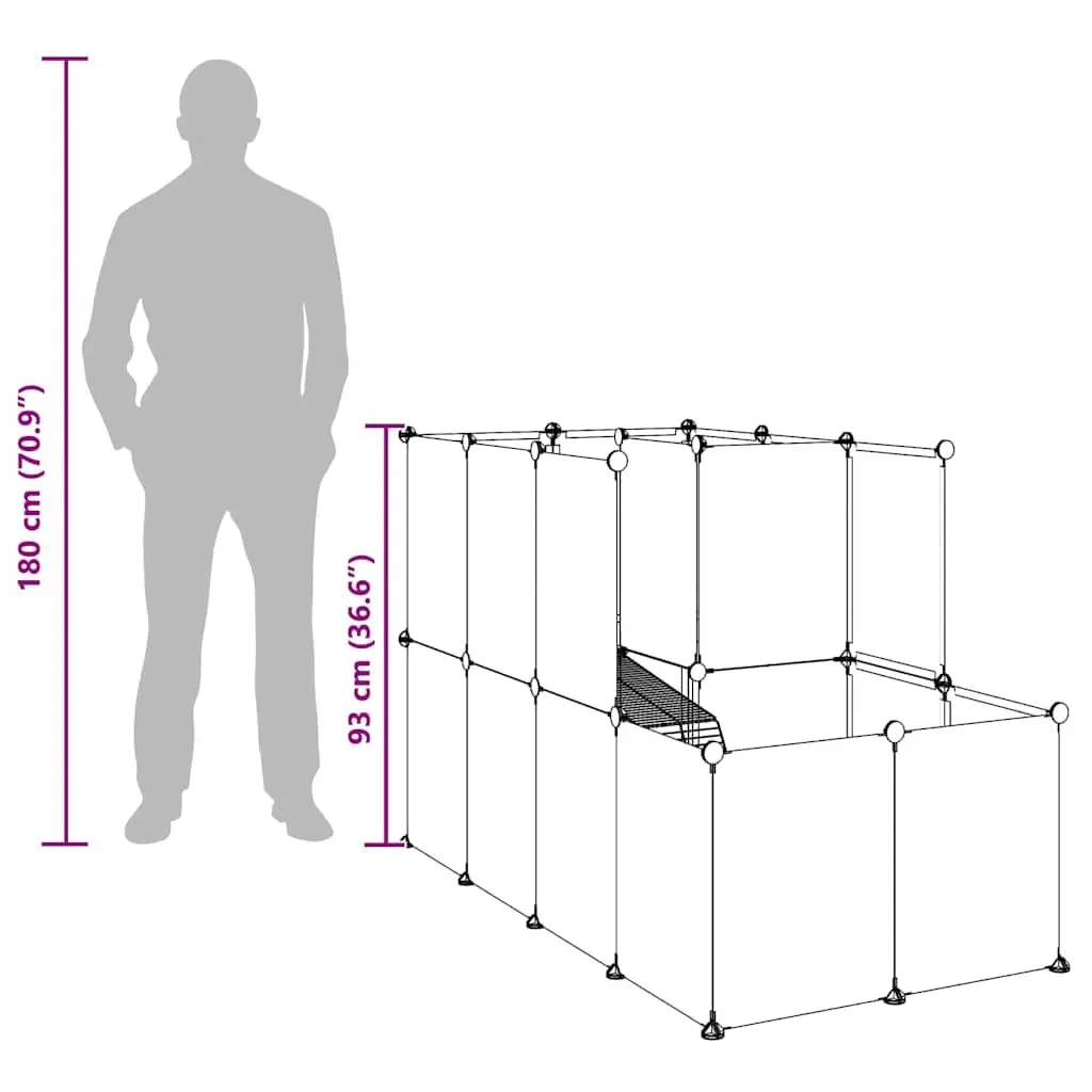 Small Animal Cage Transparent PP Plastic Panels Steel Frame 142 x 74 x 93 cm