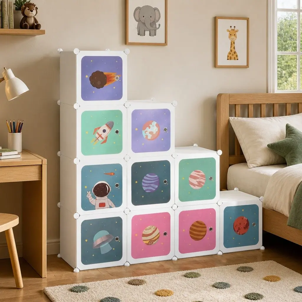 Kids 10-Cube Storage Cabinet for Organized Spaces