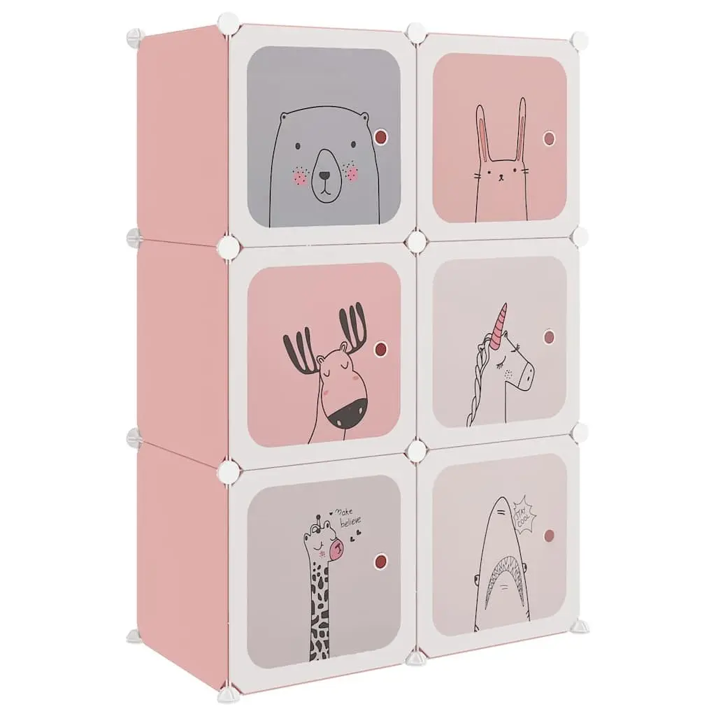 Storage Solutions with Pink Cube Cabinet for Kids