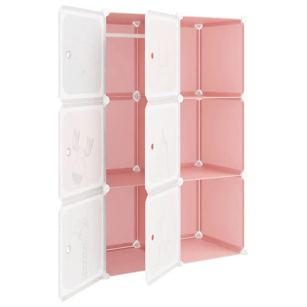 Storage Solutions with Pink Cube Cabinet for Kids