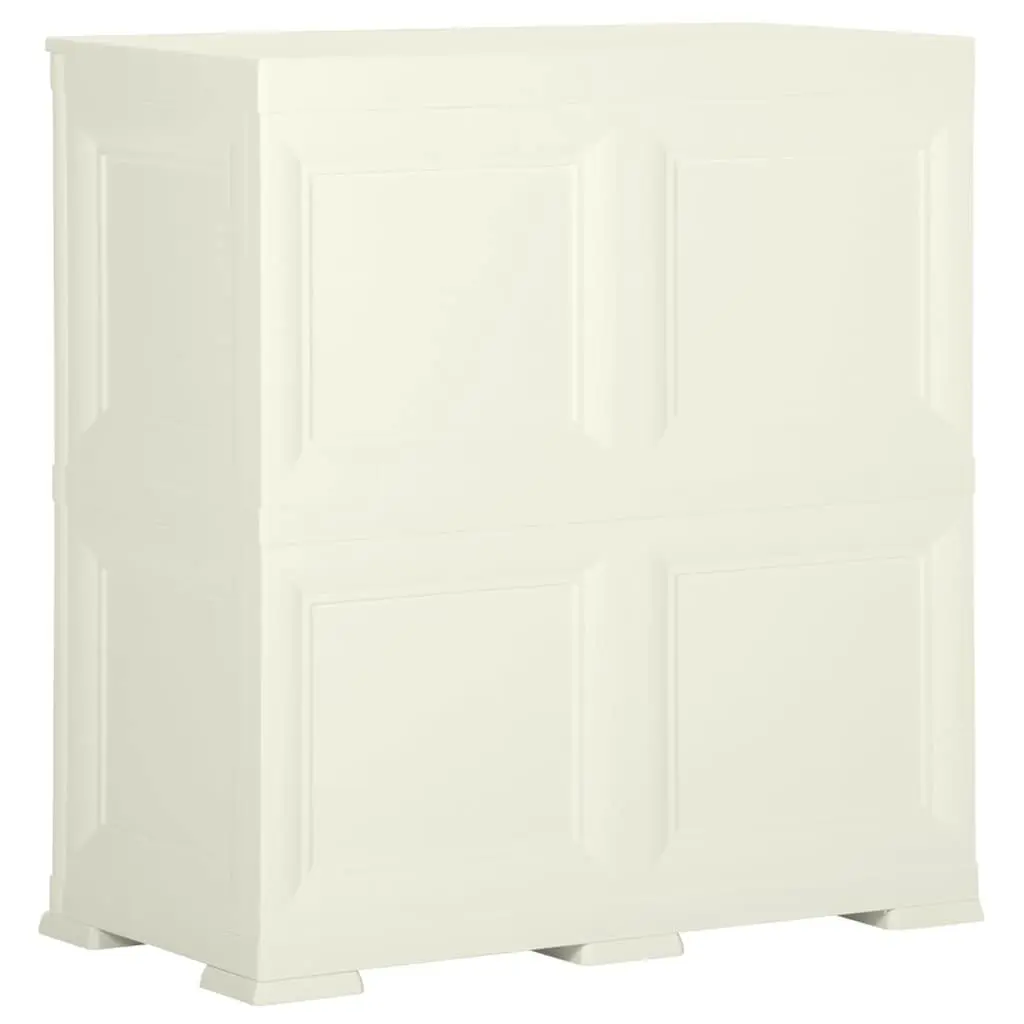 Plastic Storage Cabinet 79x43x85.5 cm Compact Home Organiser Cream Wood Design