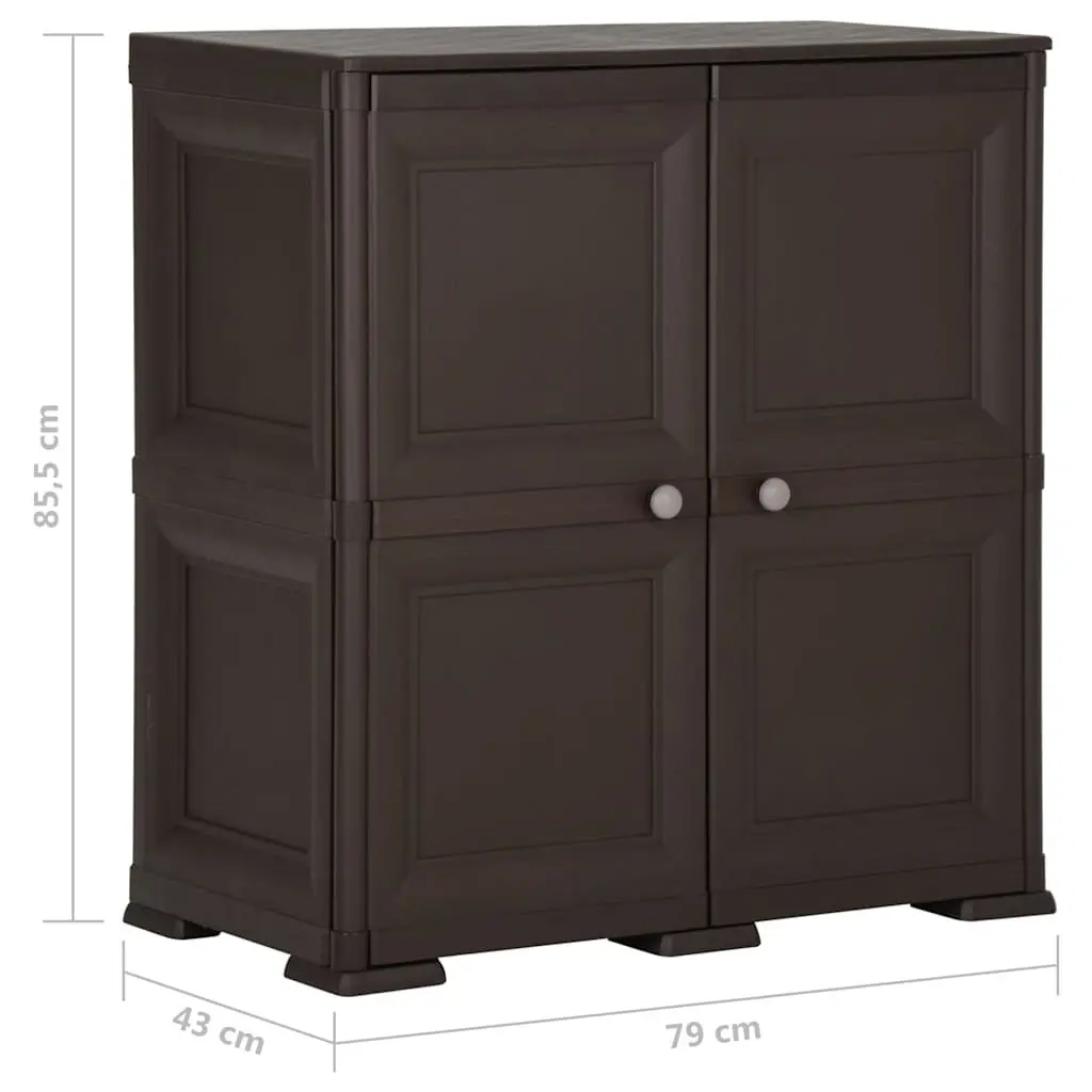 Plastic Storage Cabinet Compact Brown 79x43x85.5cm Organiser for Home and Office
