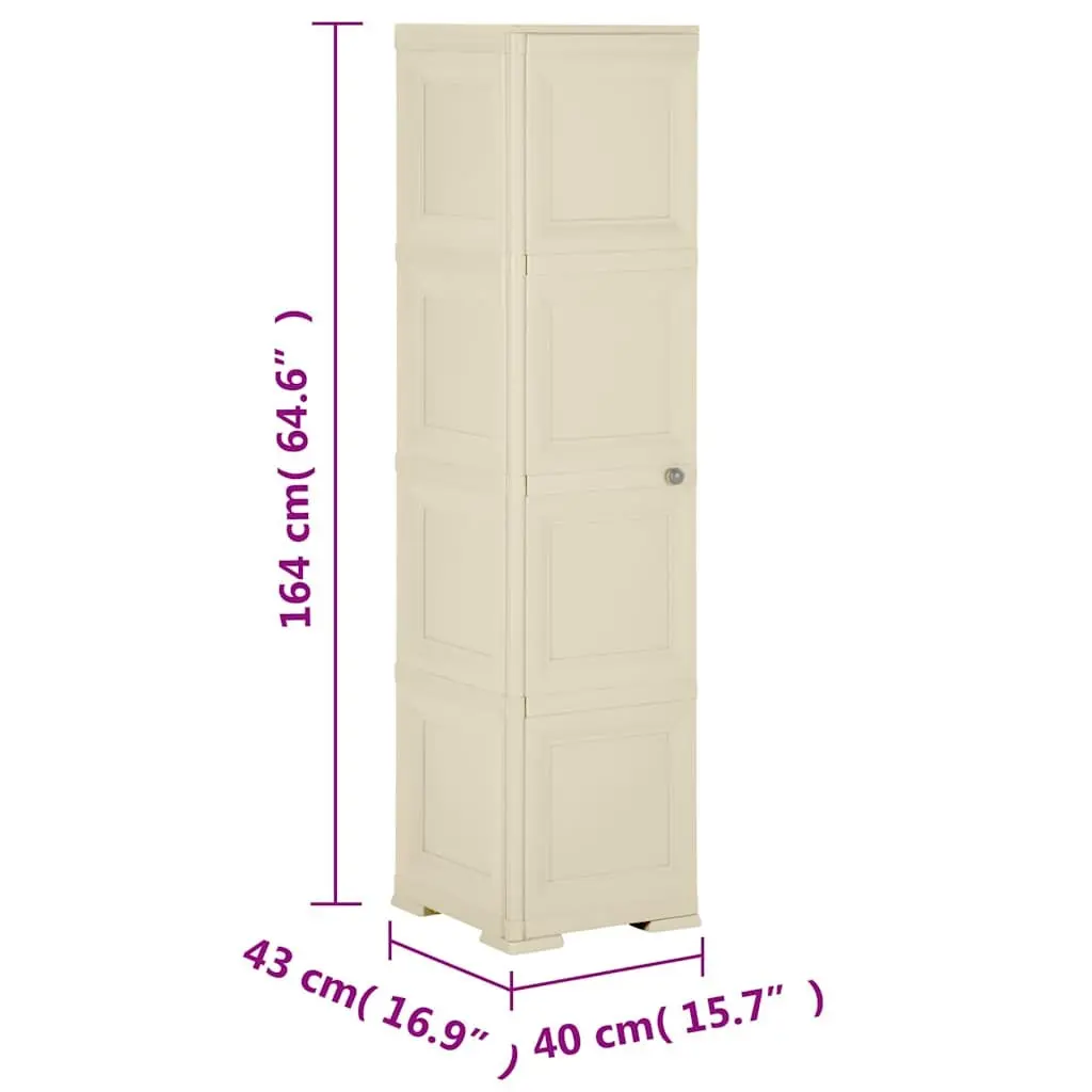 Plastic Storage Cabinet 40x43x164cm White Wood Design Home Office Organiser