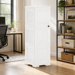 Versatile Cream Plastic Storage Cabinet for Home and Office