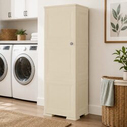 Plastic Storage Cabinet 40x43x125 cm White Wood Design Organiser Locker