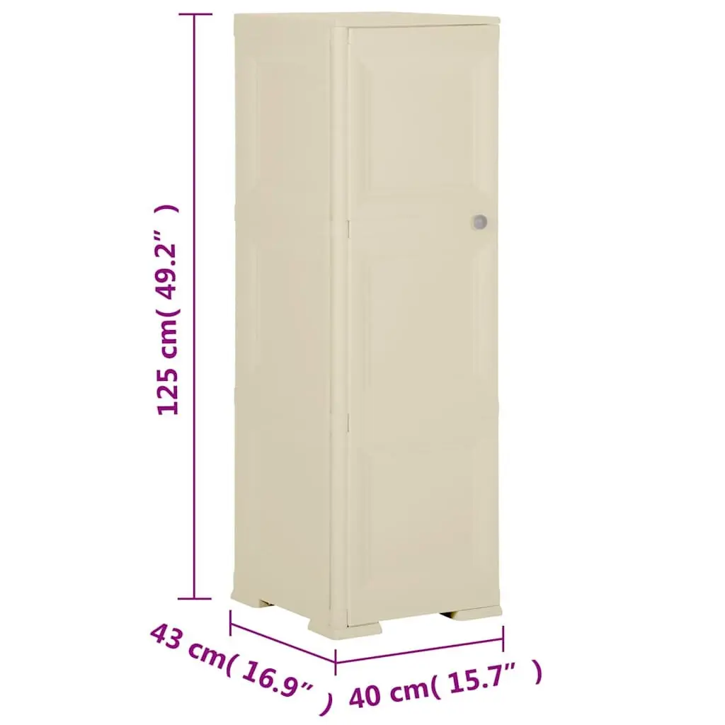 Plastic Storage Cabinet 40x43x125 cm White Wood Design Organiser Locker