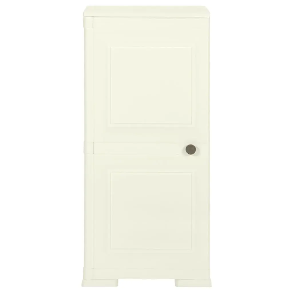 Plastic Storage Cabinet 40x43x85.5cm Cream Wood Design Home Office Organiser